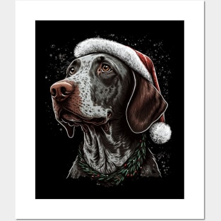 Pointer dog christmas Posters and Art